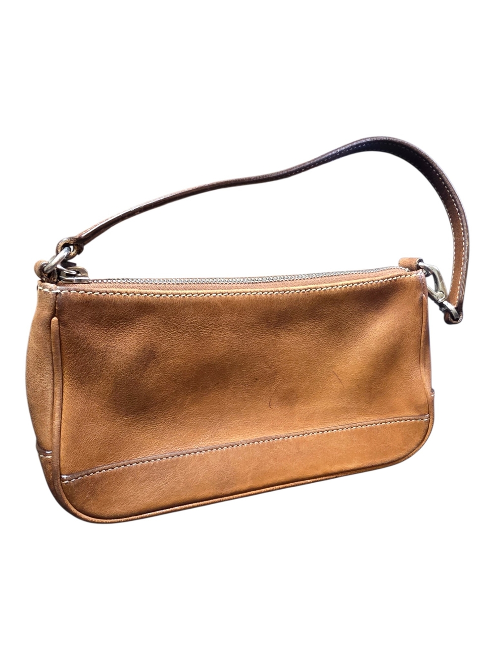 Vintage Coach Hamptons Demi Baguette Shoulder Bag Tan Leather 7785 Y2K Mini